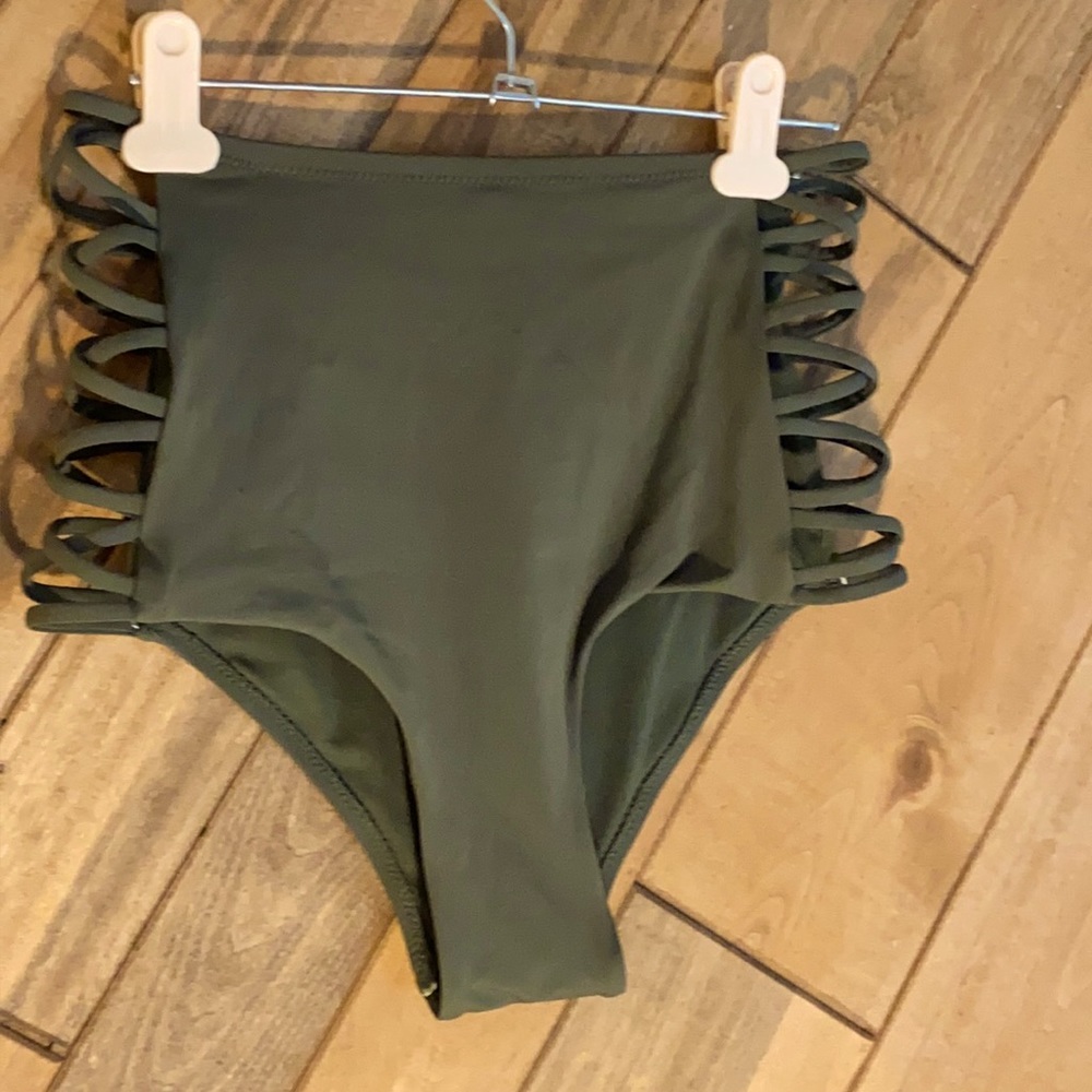 High waist olive bikini bottoms